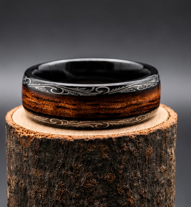 Koa Scroll Ring