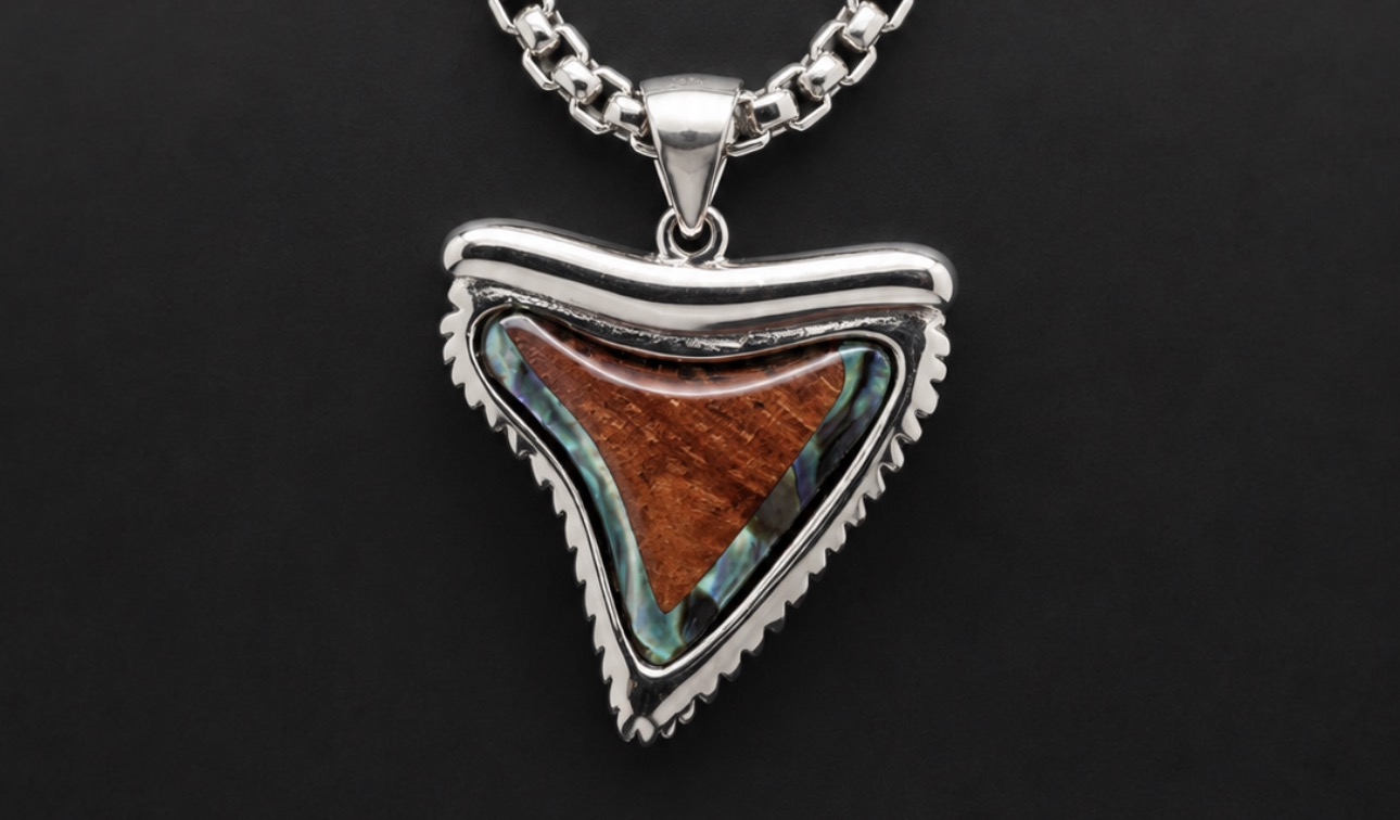 Koa & Abalone Shark Tooth Necklace