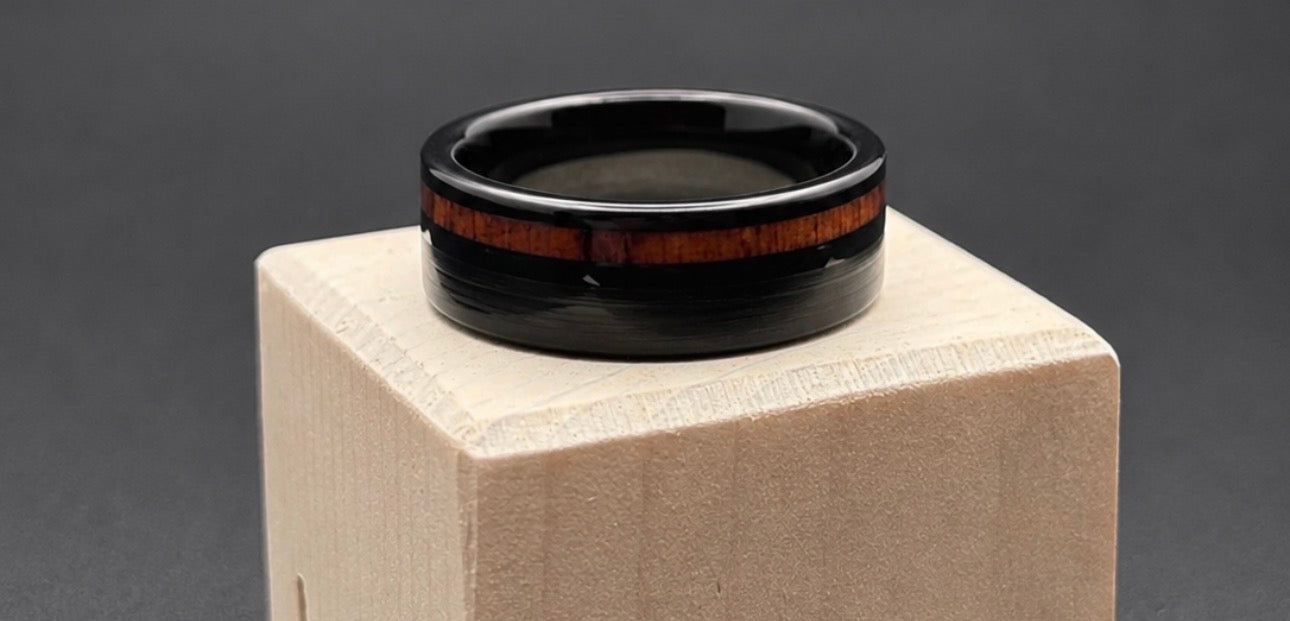 Hawaiian Koa Wood & Tungsten Ring