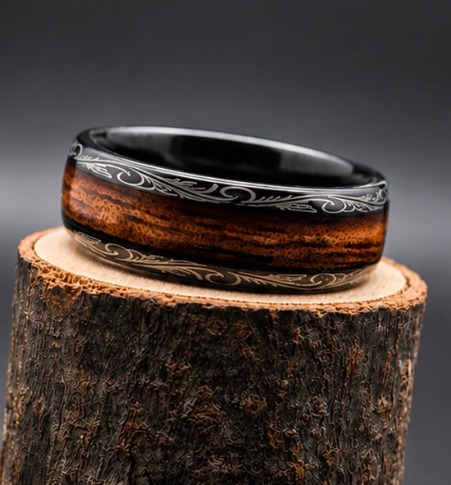 Koa Scroll Ring