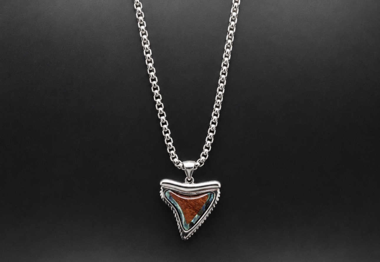 Koa & Abalone Shark Tooth Necklace